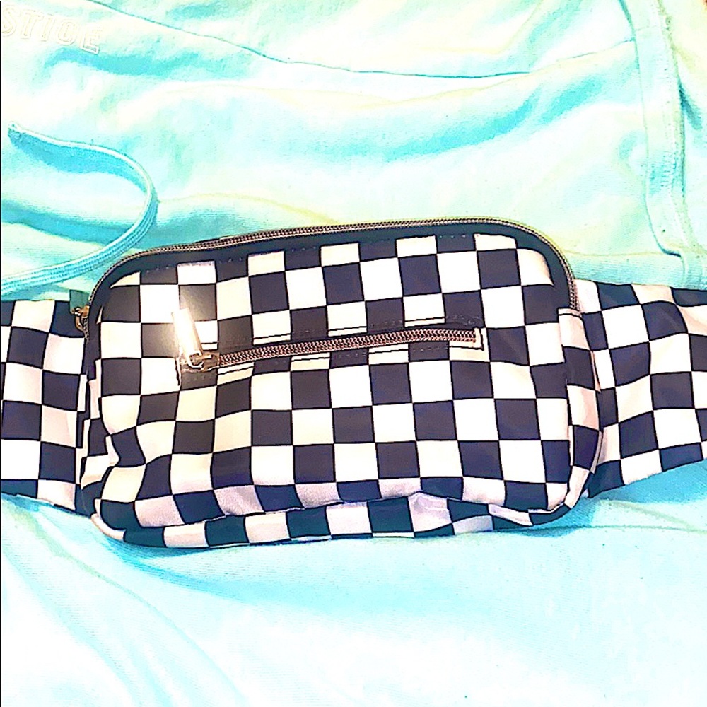 Black and white checkered fanny pack